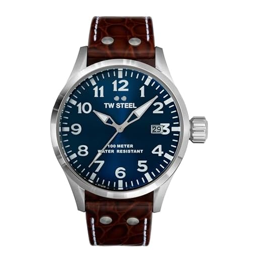 TW Steel Reloj Analógico para Hombres de Cuarzo con Correa en Cuero Mineral