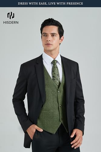 Image of HISDERN Mens Suit Vest Business Casual Dress Waistcoat Vest Solid Color Formal Wedding Vests for Suits or Tuxedo