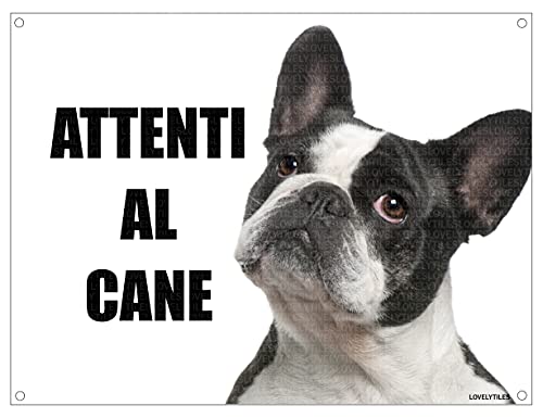 BULLDOG FRANCESE attenti al cane mod 1 TARGA cartello IN METALLO (15X20)