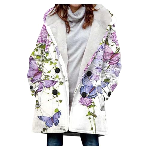 EMATOP Wintermantel Damen Warm Lang Parka Jacke Leicht Baumwolle Winterjacke mit Kapuze Winterparka Mantel Lässiges Langarm Kapuzenjacke mit Taschen...