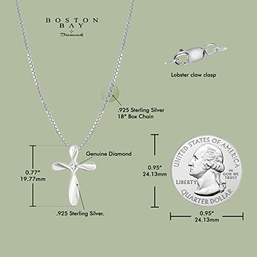 Boston Bay Diamonds Sterling Silver Diamond Accent Cross Pendant with 18" Chain3