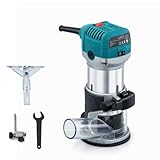 KATSU Compact Electric Palm Router 710W, Variable Speed Wood Trimmer with 1/4” & 3/8” Collets for Wood, MDF and Laminate, 220–240V