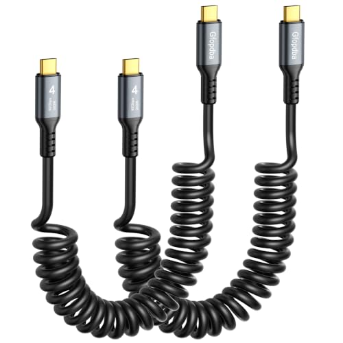 USB C Thunderbolt 4 Coiled Cable 3.3FT 2Pack Compatible, 40Gbps, 240W, 8K@60Hz, 4K@144Hz, OTG for iPhone 18/17/16/15, Mac mini M4/6 M5 Pro, Galaxy, SSD, eGPU, USB C Car Charging Cable, Tethering Cable