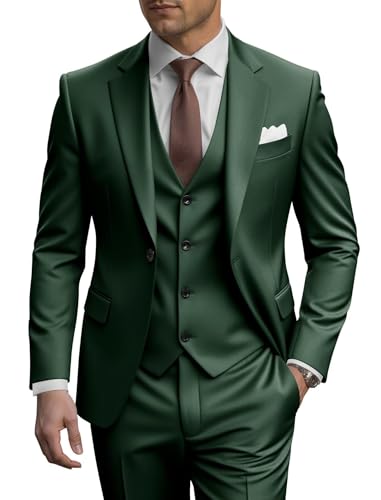 EMERAIDVLN Men's 3 Piece Suit Slim Fit, One Button Blazer Jacket Vest and Pants Suits Set for Wedding Prom Party Business