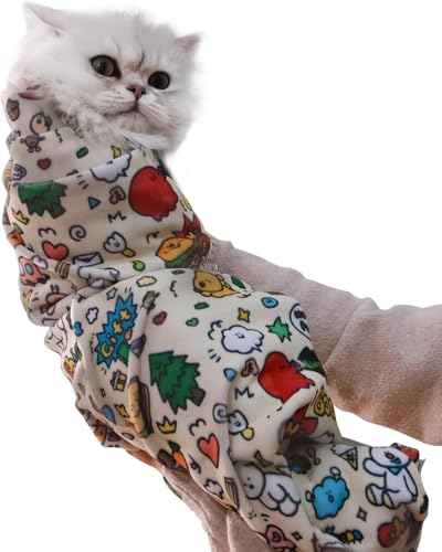 Image of Cat Wrap for Cutting Nails,Self-Adhesive Velcro Cat Grooming Wrap,Anti-Escape,Anti-Scratch,Anti-Bite,Multifunctional Cat Grooming Bag for Calming & Holding Cat(Large)