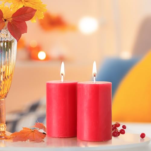 Image of IRIS Home fragrances Pack of 2, Fragranced Pillar Candles- 120G Each- 2 inchX 3 inch (Damask Rose)