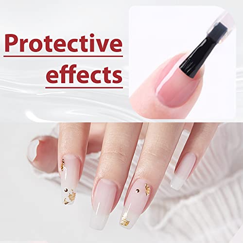Una Gella Gel Base Top Coat Set, 2Pcs Gel Top Base Coat Gel Polish U V For Gel Nail Polish, Diamond Shiny, Protects Nails Healthy, Clear Gel Base Coat & No Wipe Top Coat For Diy Nail Art Home #TOP3
