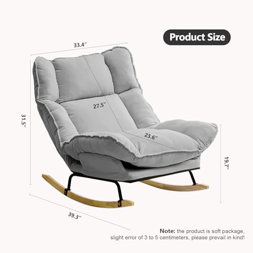 Image of JPBSTO Rocking Chair with Adjustable High Backrest, Extra-Wide Upholstered Glider Rocker, Comfy Accent Chair for Living Room Bedroom