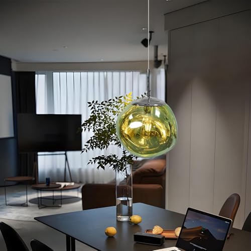 Chandelier moderne en acrylique vert de 28 cm avec suspension ajustable E27 - 2