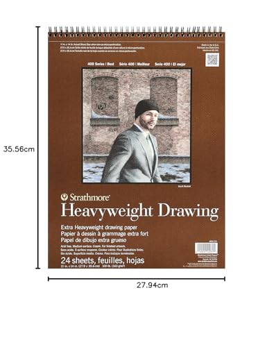 Strathmore Bloco de desenho pesado série 400, superfície média, encadernação de fio de 28 x 35 cm, 2