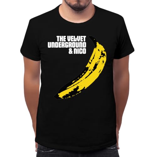 Velvet Underground And Nicko Banana Men's Classic Crew Neck T-Shirt, Black, XXL