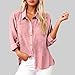Fall Womens Button Down Shirts 2024 Casual Long Sleeve Rolled Plain Blouse Trendy Lapel Neck Pleated Women (RD1, XL)