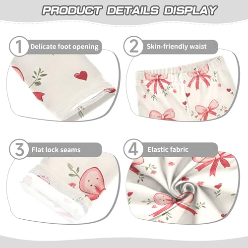 Red Bows Heart Girls Leggings Soft Stretch Workout Yoga Dance Pants for Kids Casual Tights3