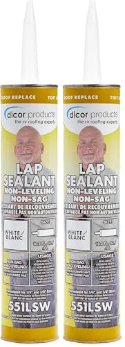 Dicor 551LSW-1 Non-Sag Roof Lap Sealant - White, 10.3 oz. Tube for RV and Motorhome Roofs (Pack of 2)
