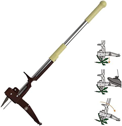 Désherbeur Manuel à Pédale 100cm - Extracteur à 3 Griffes Pour Mauvaises Herbes