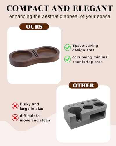Image of Tamping Station, Walnut Espresso Tamping Station, Espresso Accessories Organizer Compact Coffee Tamper Holder Coffee Maker Tool