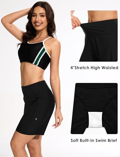Blouty Women's 7" Long Swim Board Shorts with Pockets Liner High Waisted Quick Dry Beach Swimming Shorts for Women3