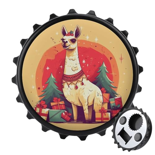 Décapsuleur aimant de réfrigérateur cadeau original motif alpaga pour proche et collègue