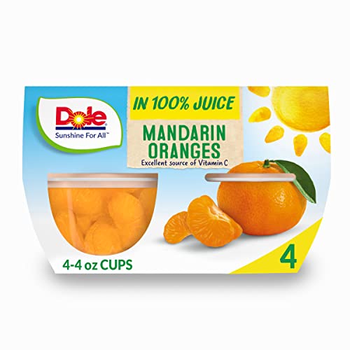 Dole Fruit Bowls Mandarin Oranges In 100% Juice, Gluten Free Healthy Snack, 4 Oz, 4 Cups #TOP4
