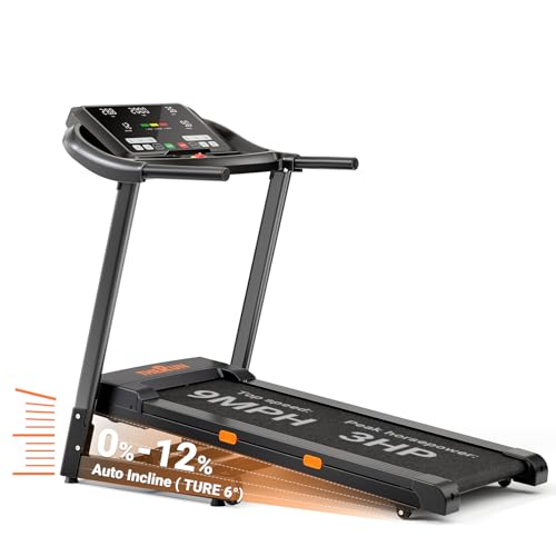 THERUN Auto Incline Treadmill for Running and Walking, 300 lbs Weight Capacity Folding With Wide Belt