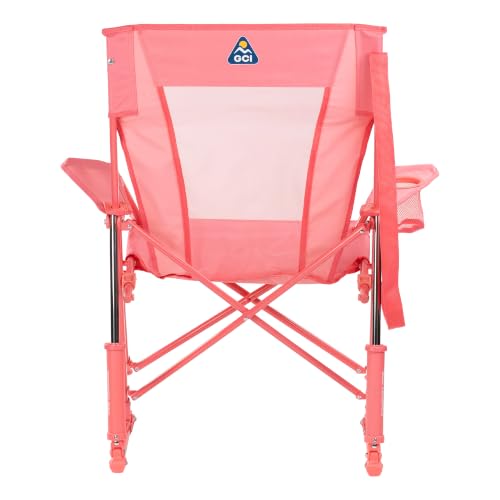 GCI Outdoor Comfort Pro Rocker Silla para Camping Plegable con Reposabrazos y Portavasos — Blush miniatura 5