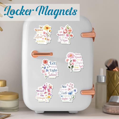 16 imanes bíblicos con diseño floral decorativo miniatura 7