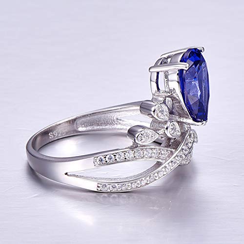925 Sterling Silver Rings for Women, Tiara Engagement Ring, Simulated Ruby Spinel Crown Promise Ring for Her4