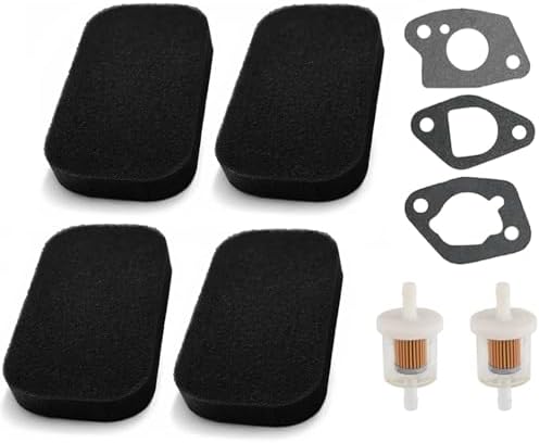 Hippotech Pack of 4 Air Filter for Predator Generator 4000W/4375W Fits Champion 196cc 6.5HP 3000W-4000W for DuroMax XP Series Generators Parts XP4400EH XP4850EH XP4000S with Gasket Fuel Filter Kit