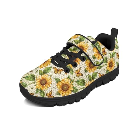 Kids Sneakers Running Tennis Athletic Shoes for Boys&Girls (Little Kid/Big Kid) Sunflowers Butterfly Print