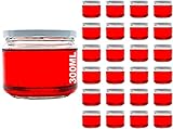 casavetro 24 x 67, 105, 210, 300, 400 ml Vorratsgläser mit to Verschluss Deckelfarbe Weiss Rundgläser Einmachgläser Marmeladengläser Honig, Gläser(24 x 300 ml)