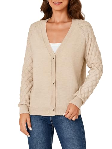 LYANER Women's Cotton Fall V Neck Open Front Cardigan Ribbed Knit Button Down Long Sleeve Sweater Top4
