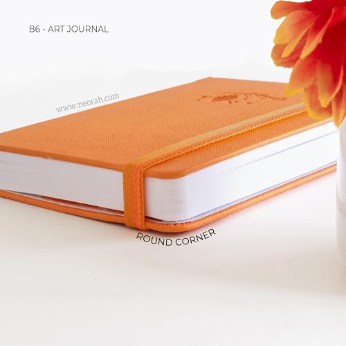 Image of NEORAH - B6 - ART JOURNAL | 200Gsm Dotgrid Notebook |144 Pages(17.5 x 12.5 cm) | Lay Flat |HardCover Bullet - Journal |3 Bookmarks |Elastic Closure| Inner BackPocket | Ideal-Bujo,Drawing (ORANGE)
