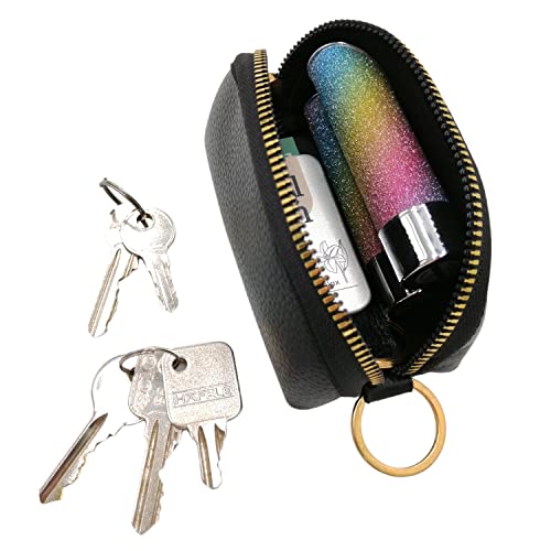 Key Case Holder, Keychain Mini Pouch Coin Purse, Pu, Keyring, Coin Organizer, Change Wallet For Men Women, Key Fob Protector (Black) #TOP4