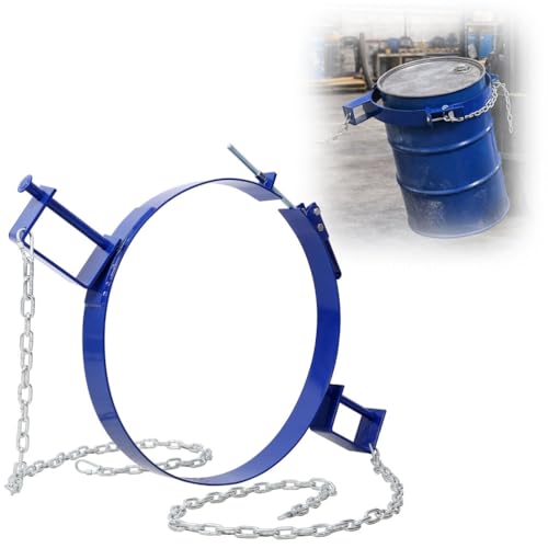 SRECELL 55 Gallon Drum Lifter Ring, Steel Tilting Drum Ring for Forklift Handling, 1200 LB Capacity Painted Carbon Steel Drum Carrier for Industrial Use (Blue)