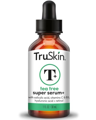 TruSkin Tea Tree Oil Acne Treatment Serum for Face – Salicylic Acid, Niacinamide, Vitamin C & Retinol – Clarifying Super Facial Serum for Acne-Prone Skin & Pores, 1 Fl Oz