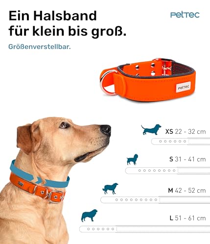 PetTec Halsband für große & kleine Hunde aus Trioflex™ | wetterfest & verstellbar in Farbe | Hundehalsband in Rot, Braun, Schwarz & Leuchtend Orange
