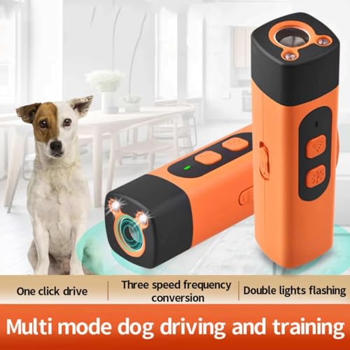 Oamger Anti-Bell-Gerät für Hunde, Ultraschall-Abschreckungsgerät Gegen Hundebellen, 8m Reichweite, Handheld Antibell Ultraschall mit LED-Taschenlampe,Wiederaufladbar Ultraschall-Bellstopper (1 Stück)