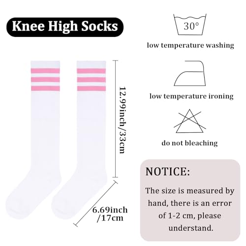 Image of Knee High Socks-Stripes Tube Socks-Back to School Cotton Casual Athletic Socks