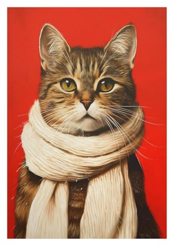 Impression sur toile chat écharpe beige pour habiller un mur vide - 2