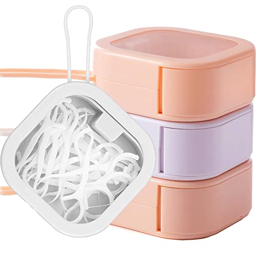 ESEHGS Hair Tie Organizer,4 Pack Stackable Travel Box,Pink White