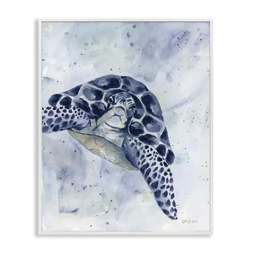 'Swimming Blue Turtle'| Framed Giclee Art
