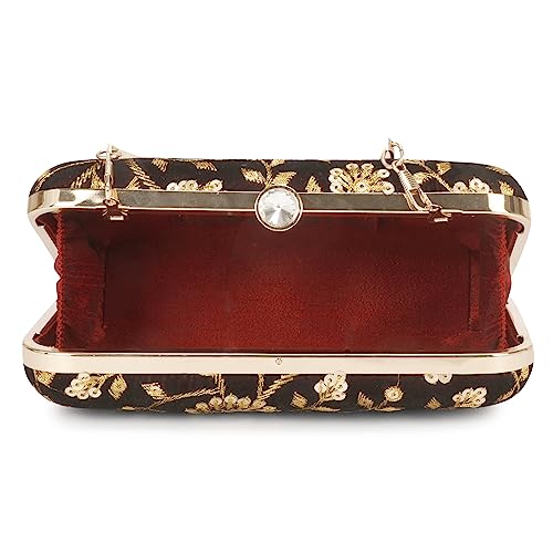 Image of LONGING TO BUY Hand Crafted Designer Box Clutch - Zari Embroidery For Women