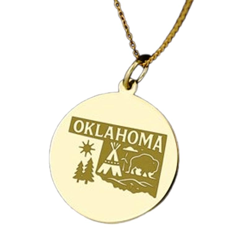 Collier pendentif Oklahoma fait main en argent massif doré