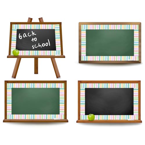 Image of Whaline 32.8 Ft Bulletin Board Borders Pastel Color Dot Stripe Die-Cut Rolled Border Trim for Back to School Classroom Office Chalkboard Wall Decoration