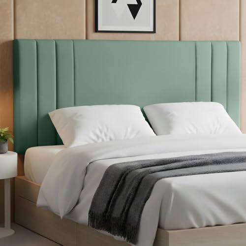BEDELUNA Headboards for Bed – 24” Rio Plush Fabric Headboard - Elegant Divan Bed Thick Padding Bed Headboards, Luxury Bedroom & Hotel Furniture (Duck Egg Plush, 3FT Single)