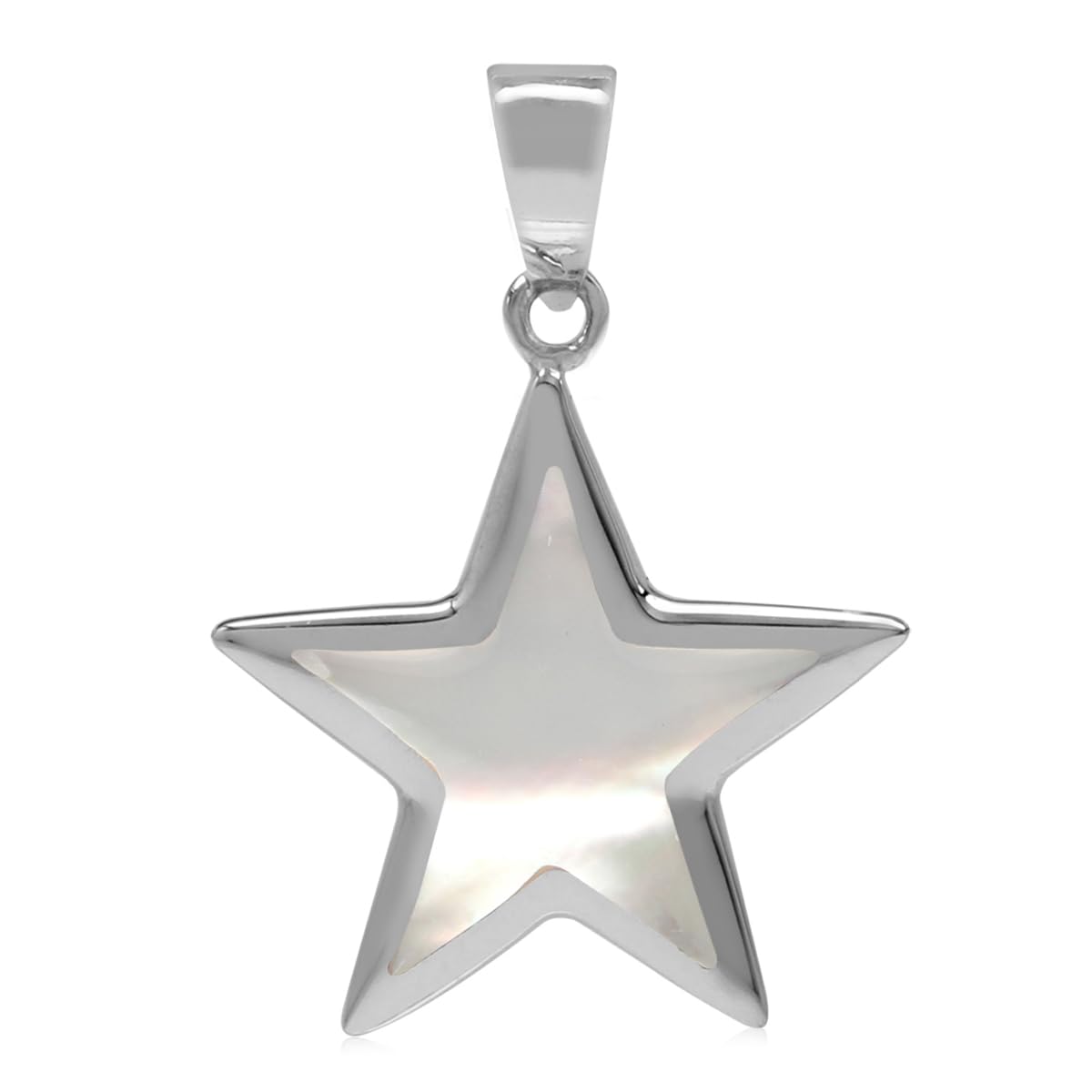 Silvershake Star Shape Inlay White Gold Plated or 18K Yellow Gold Plated 925 Sterling Silver Five Point Star Small Size Pendant Jewelry for Teens or Women