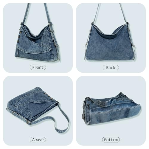 Bolso denim hombro para mujer con correa ajustable miniatura 5
