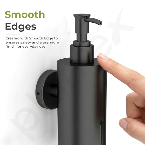 Image of Plantex Liquid Soap Dispenser for Bathroom /Stainless Steel Shampoo Dispenser /Round Hand wash Dispenser /Bathroom Accessories - Pack of 1 (Black)