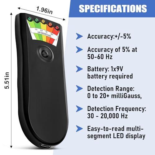 Detector EMF Recargable portátil con LED 5 niveles miniatura 4