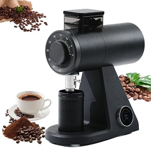Electric Burr Coffee Grinder with 45 Grind Levels, 74MM Flat Titanium Burr for Espresso, Drip, Pour Over, Cold Brew, French Press (Black)